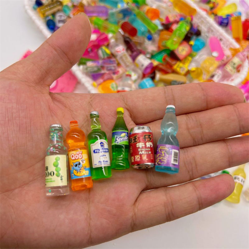 Brinquedos de comida em miniatura Mini brinquedos crianças jogar casa diy acessórios garrafa de bebida modelo de simulaç