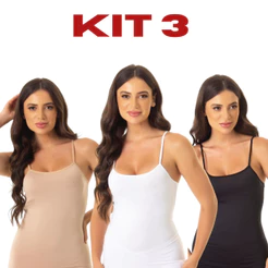 Kit 3 Blusa Regata Básica Feminina Segunda Pele Microfibra Modeladora Anágua Alcinha Regatinha