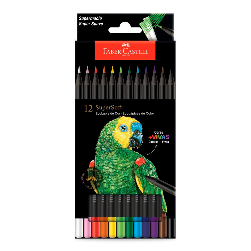 Lápis de cor Supersoft 12 cores 210710 Faber-Castell em Oferta na Shopee