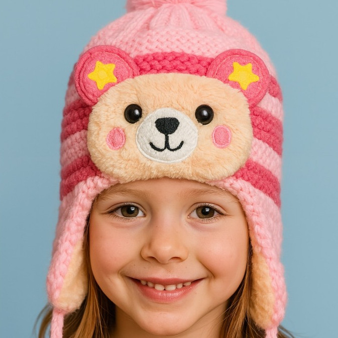 Touca Infantil de Bichinho – Gorro Forrado com Pompom ACG