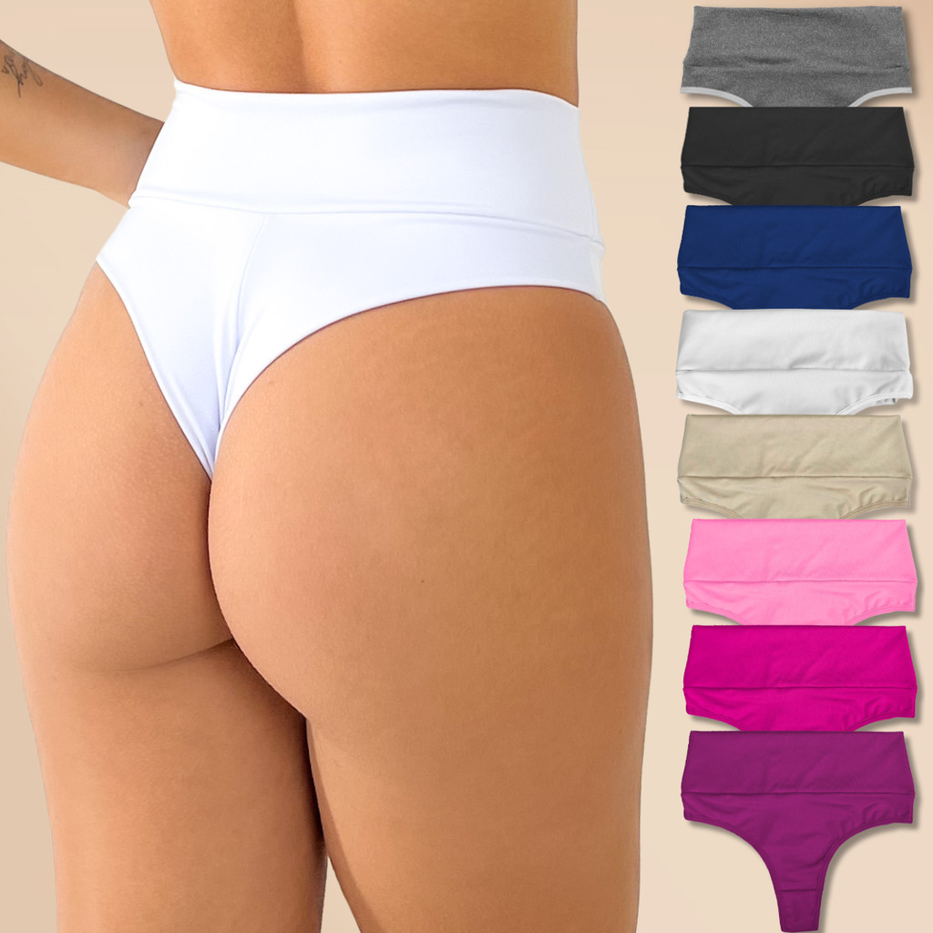 Kit até 10 Calcinhas Fio Duplo Cintura Alta Modeladora Rupee Em Cores Sortidas
