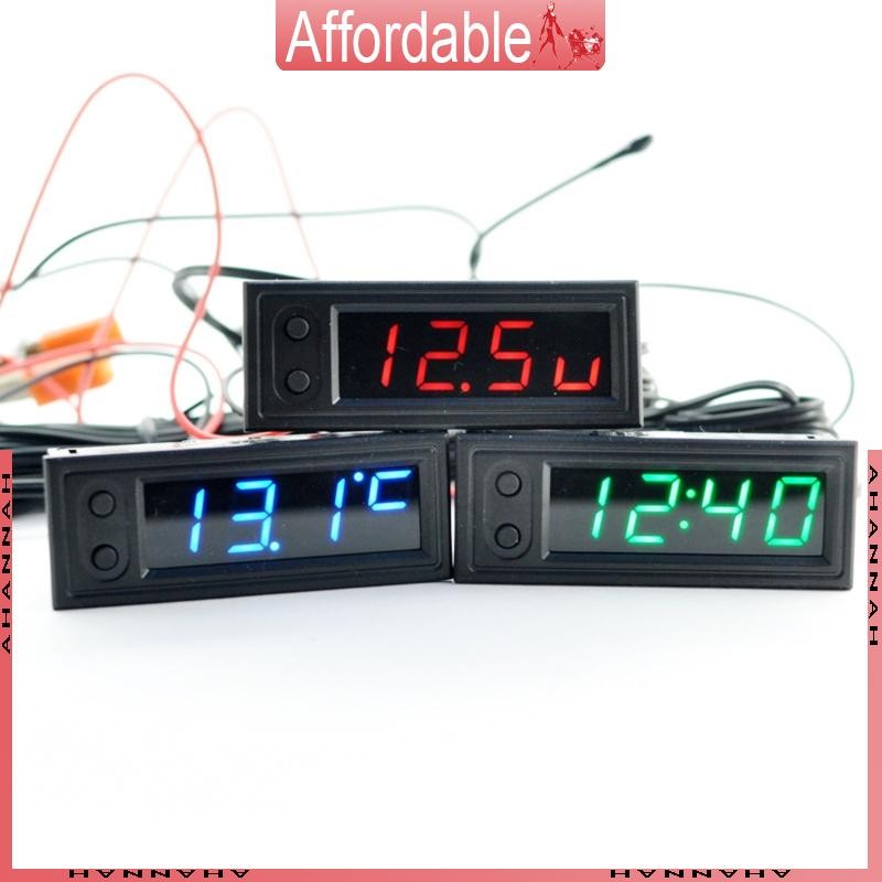 AH 12V 3 1 Kit Automático Para Veículo + Voltímetro + Relógio LED Display Digital