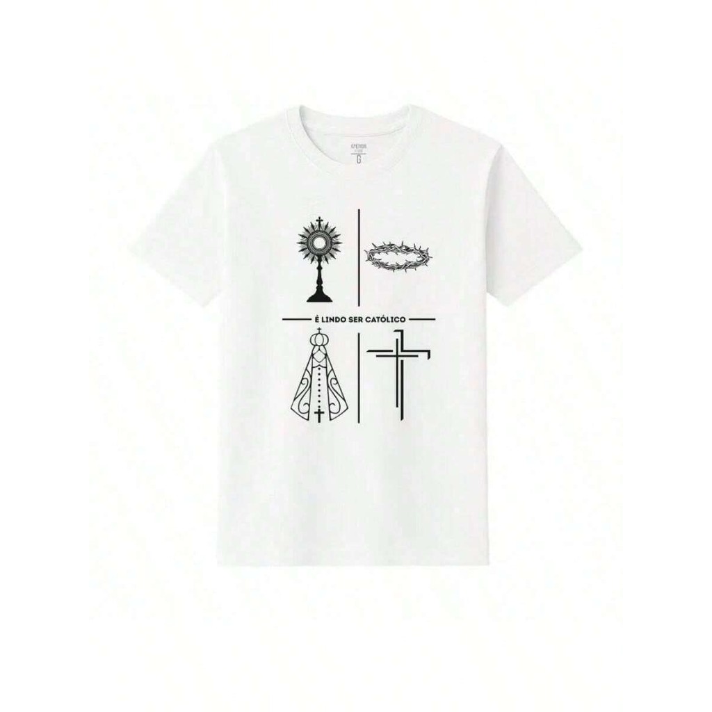 Blusa Camiseta Unissex Estampa E LINDO SER CATOLICO  Gráfica E Religião Algodão Gola Redonda