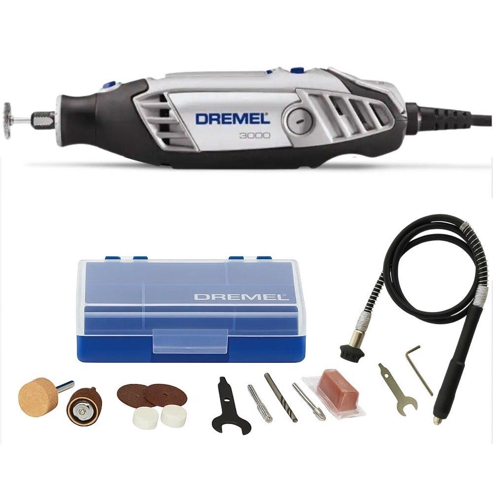 Retifica Serie 3000 120W Kit 10 Peças DREMEL com Eixo Flexível EEF-1M EVALD em Oferta na Shopee