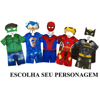 Fantasia Infantil Heróis Menino 2 a 10 anos com Máscara Goku ,Caveira ,Marshal , Chase entre outros em Oferta na Shopee