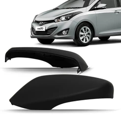 Capa Retrovisor Hb20 2012 2013 2014 2015 2016 2017 2018 Preto Texturizado Com Seta