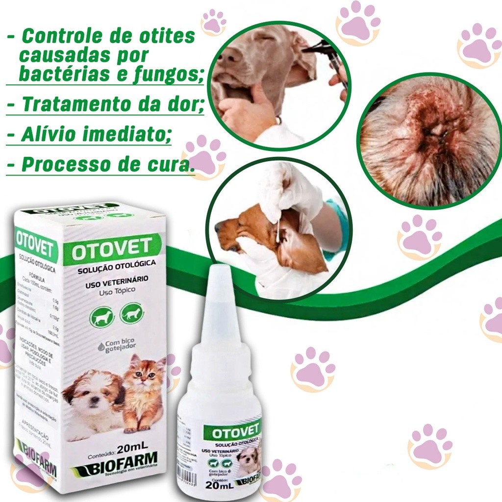Otovet Solução de Tratamento Otológico para Cães e Gatos - 20mL - Biofarm