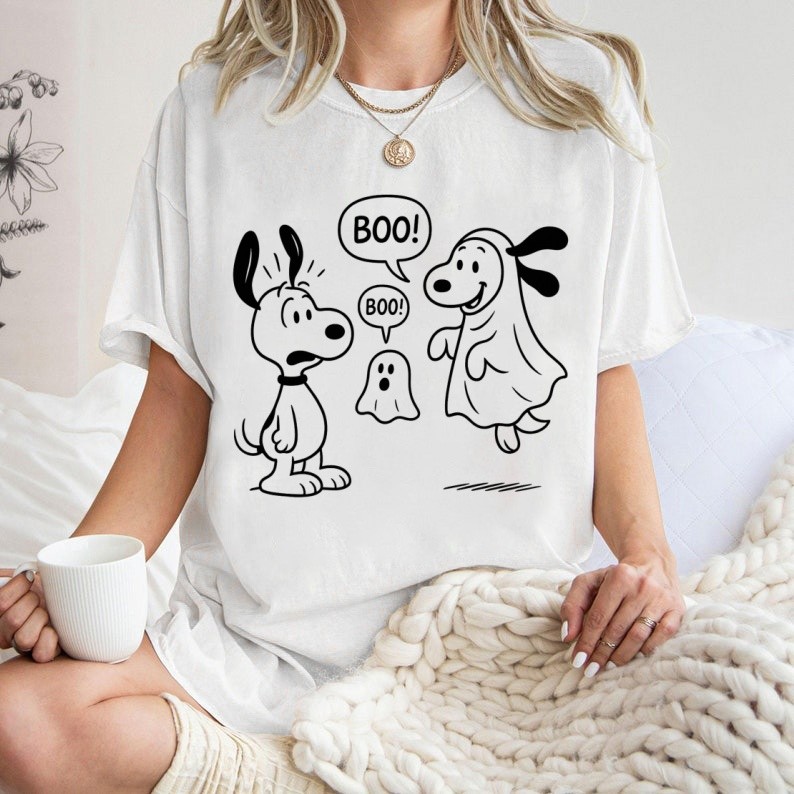 [Camiseta Premium Algodão Puro]LA Camisa Snoopy Feminina de Halloween Camiseta Oversized Blusa Snoopy Desenho Algodão#9