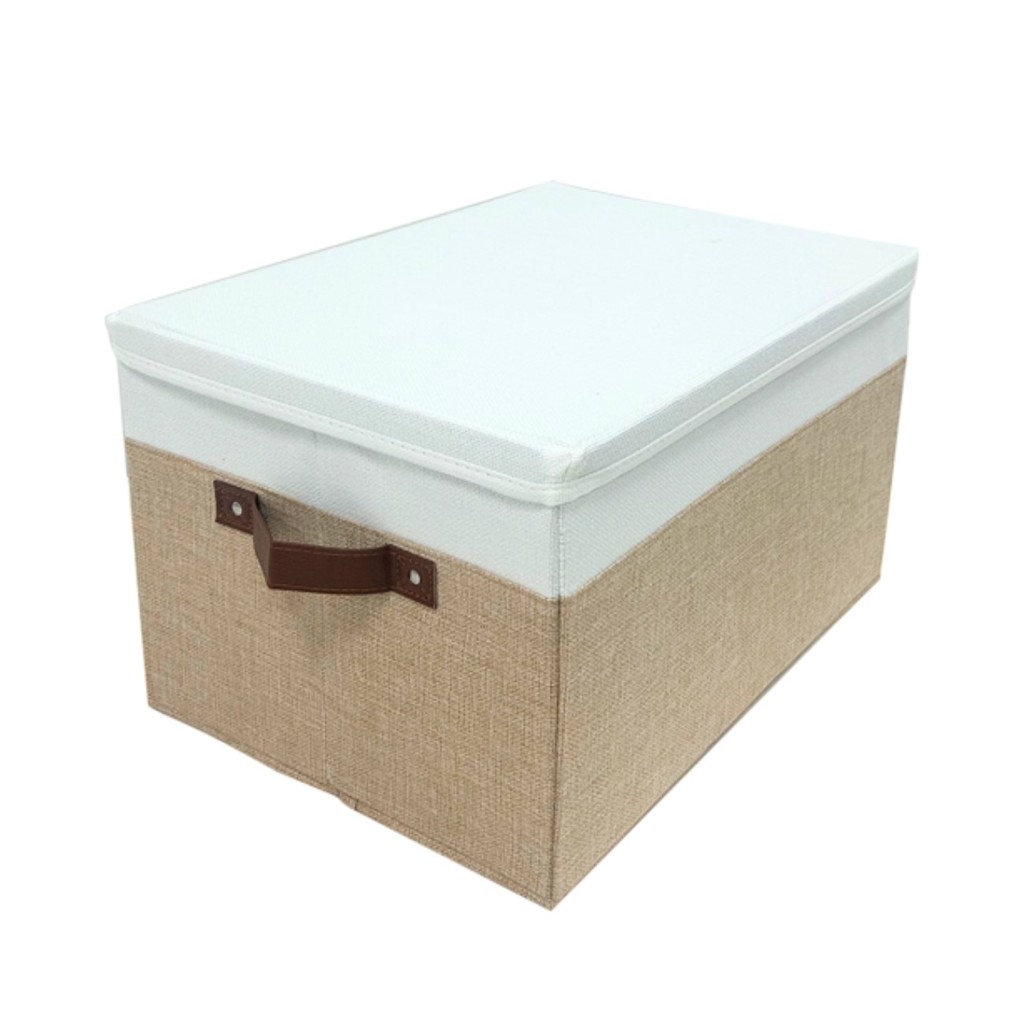 Caixa Organizadora Tecido Dobrável Retangular Rígida com Tampa 42x30x25cm