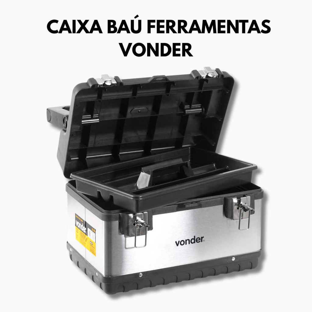 Caixa Baú Ferramentas Plástico/Inox VONDER CBI 020