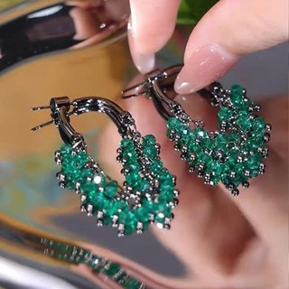 Fêmeas de moda delicada brincos de cristal verde temperamento de alta qualidade banquete de moda orelhas em Oferta na Shopee