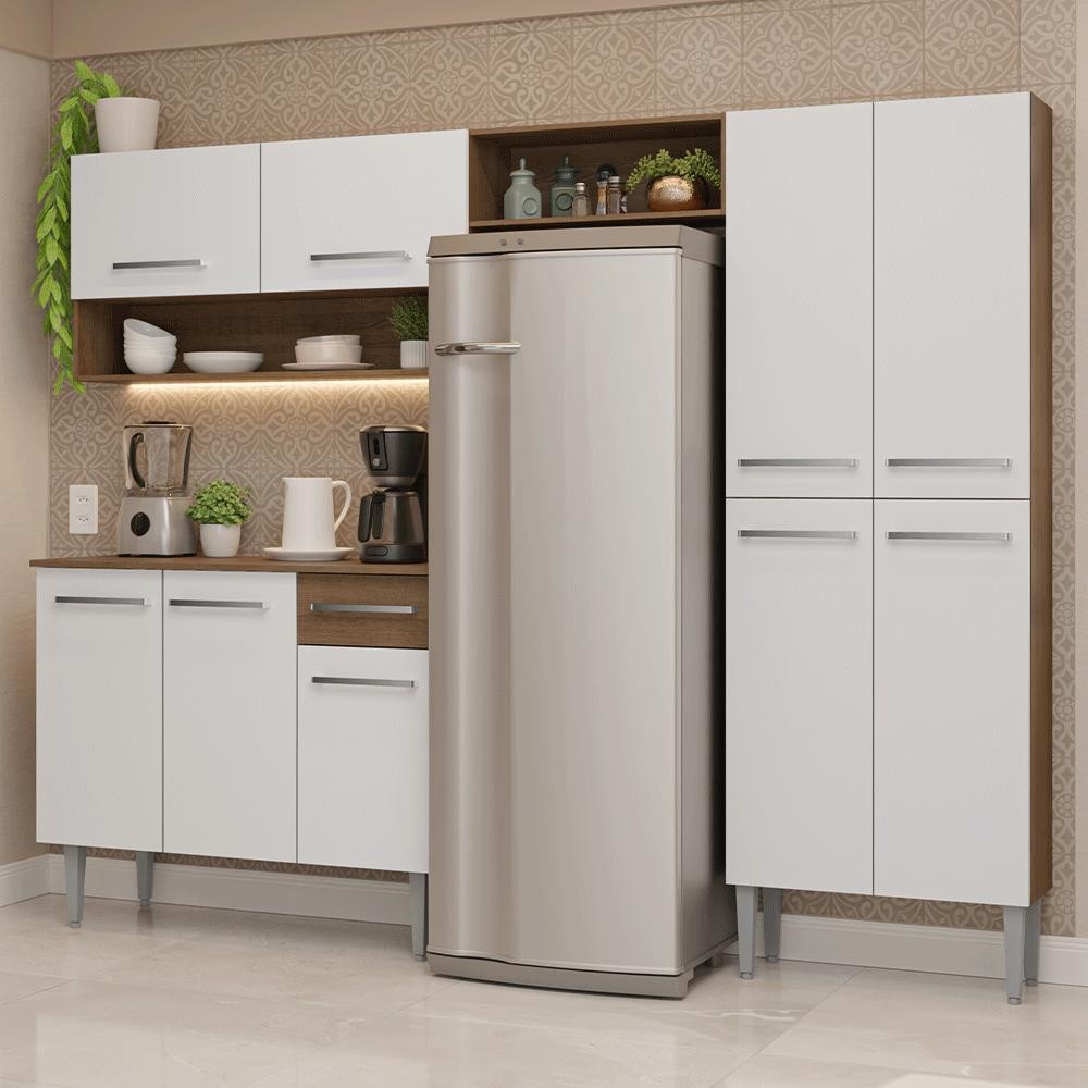 Armário de Cozinha Completa 229cm Rustic/Branco Emilly Madesa 017