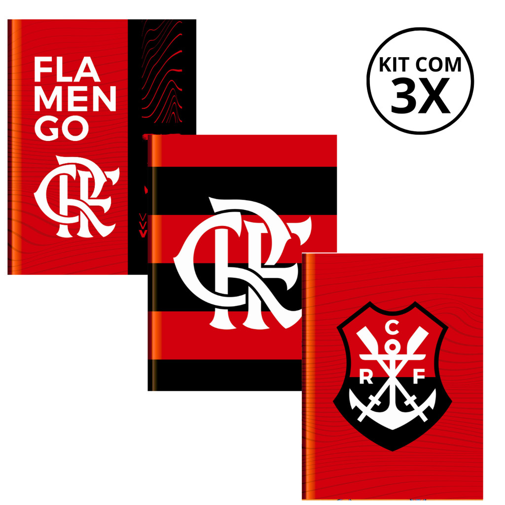 Kit 3 Cadernos Brochura Universitário 80 Folhas Flamengo - em Oferta na Shopee
