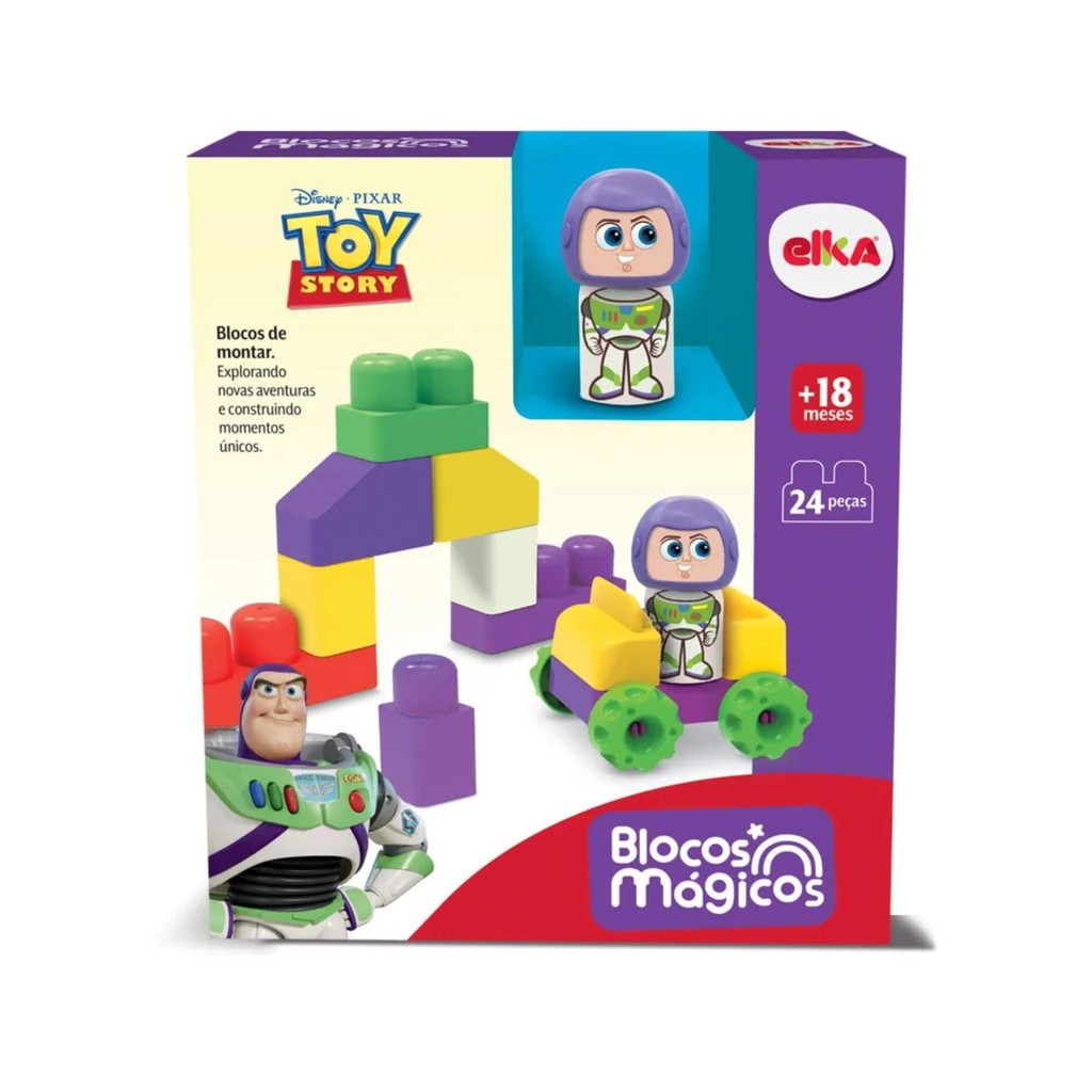 Brinquedo Infantil Blocos Mágico Buzz Toy Story +18 meses Elka Desenvolvimento Bebê Criança Formas em Oferta na Shopee