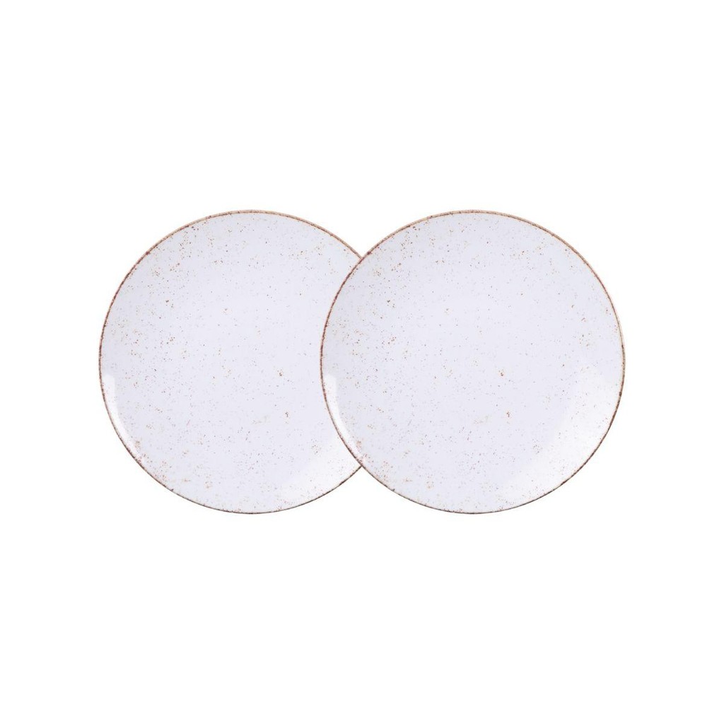 Jogo de Pratos Sobremesa Rústico 2 Peças 21 cm Porcelana Decorada Tramontina em Oferta na Shopee