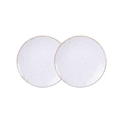 Jogo de Pratos Sobremesa Rústico 2 Peças 21 cm Porcelana Decorada Tramontina