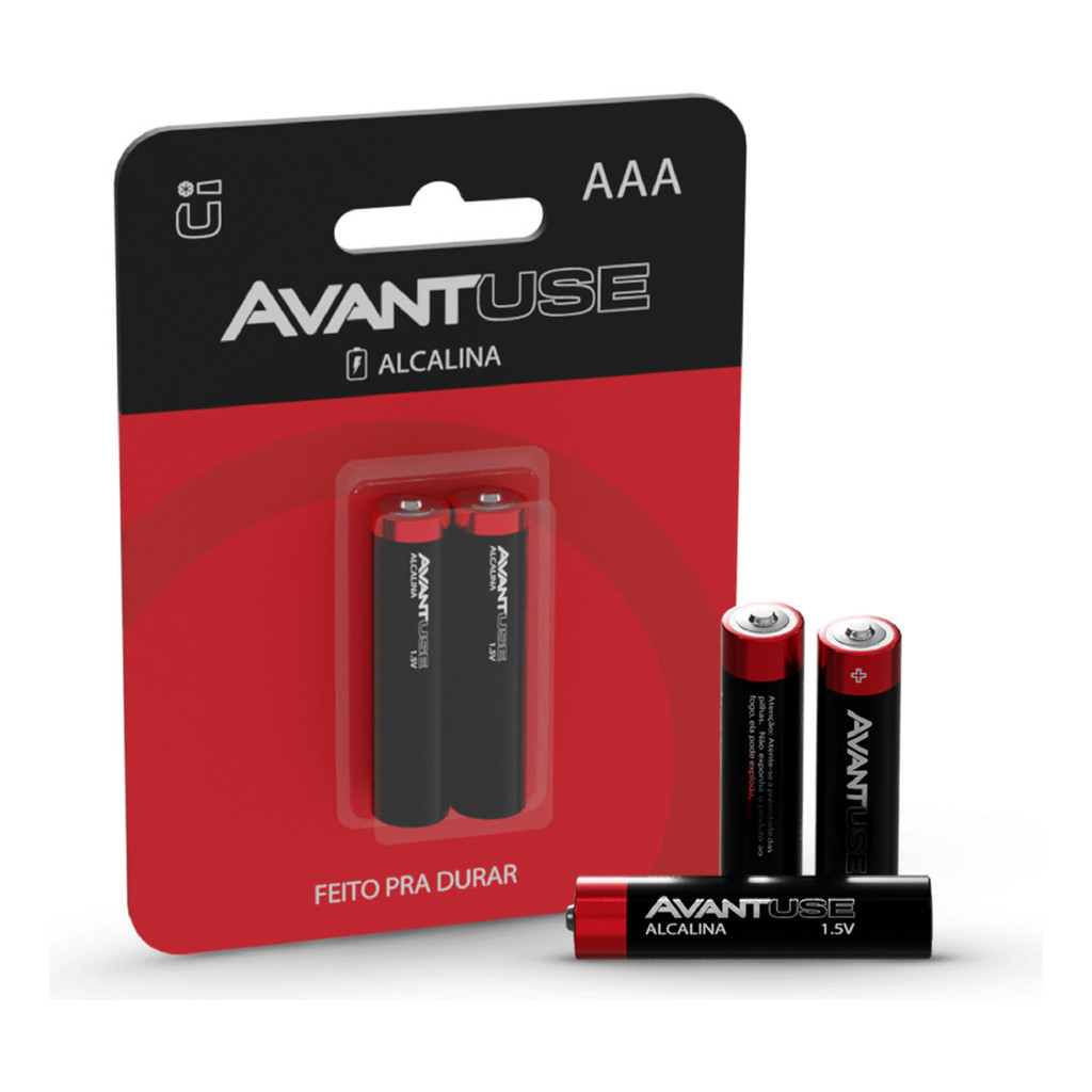 Kit 2 Pilhas Alcalina Palito AAA 1.5v Cod: 408040013 Avant Use em Oferta na Shopee