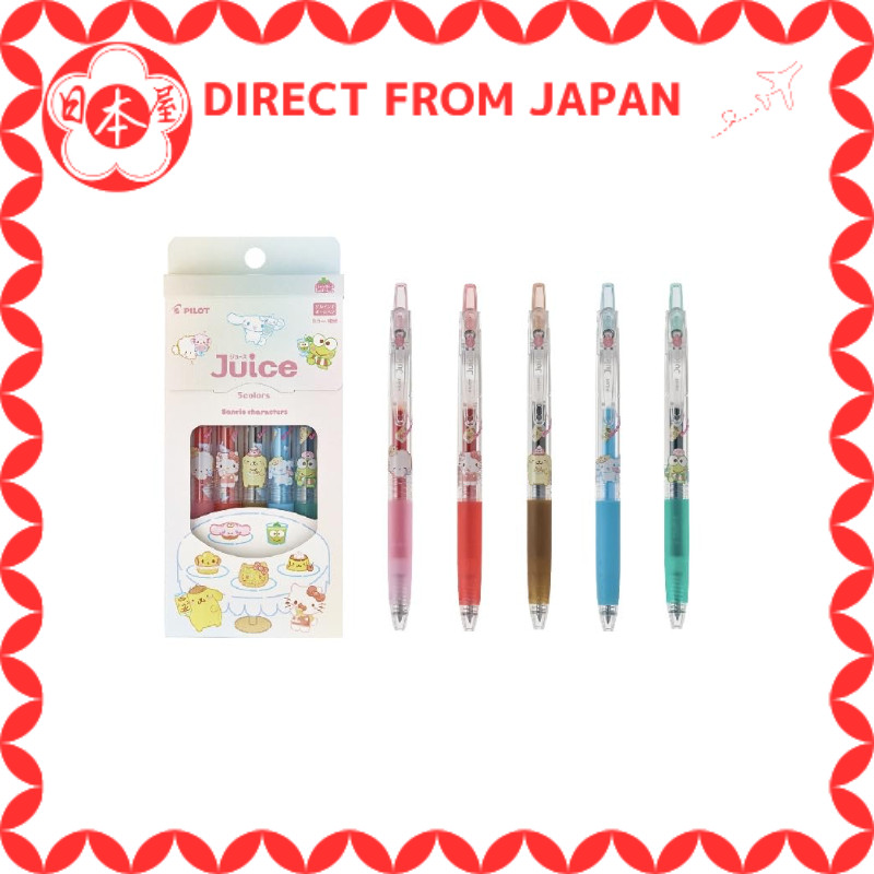[Direto do Japão] Caneta esferográfica de tinta gel "Juice Sanrio Characters 5 Cores Set" (Conjunto A / Rosa Bebê