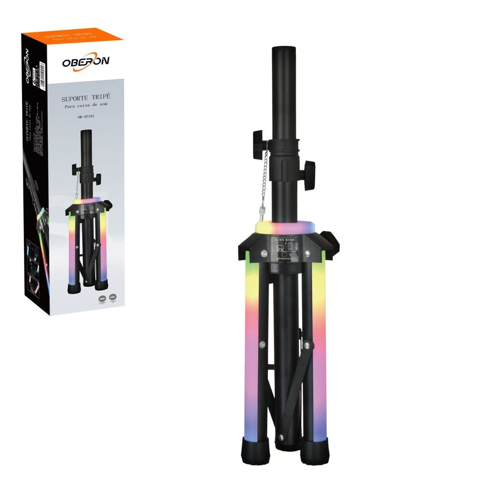 Tripé de Iluminação LED Recarregável UNIVERSAL Ajustável para Caixas Som 63.5 110mm Bateria 1800mAh