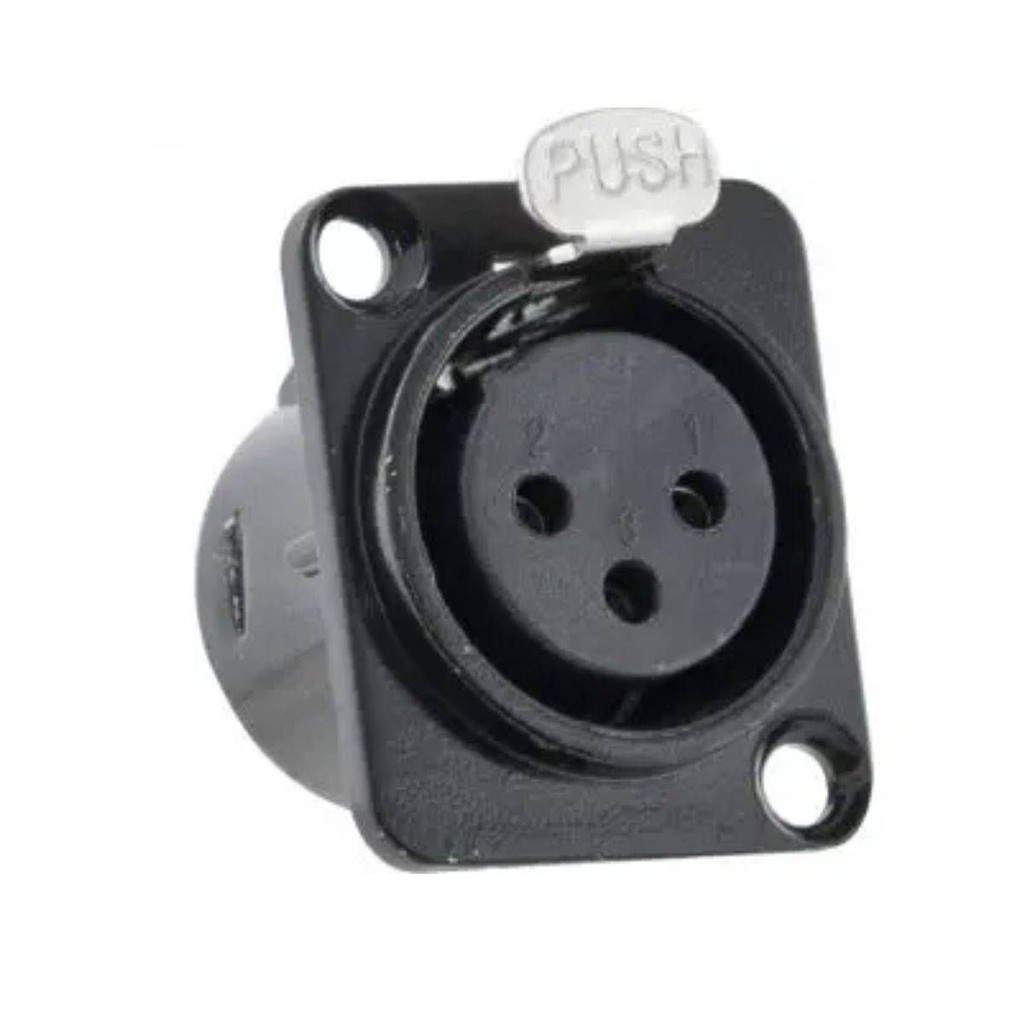 Conector XLR Fêmea para caixa de som painel 3 pinos
