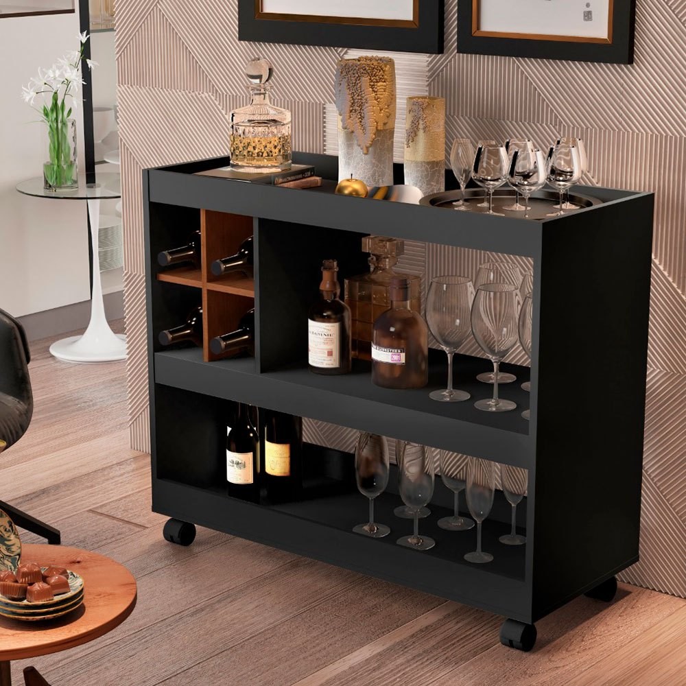 QUEIMA DE ESTOQUE Aparador JB 4050 Sala Cantinho Café Bar Adega Prateleira com Rodinhas - Cores em Oferta na Shopee