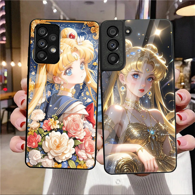 Sailor Moon 04 Capa De Telefone De Vidro Para Samsung Galaxy A16 A15 A25 A35 A55 A53 A54 A34 A14 A32 A52 4G 5G A56 A54