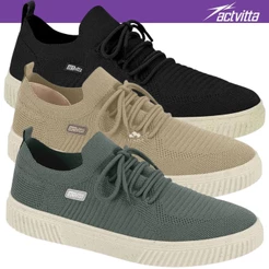 Tênis Masculino Actvitta knit Calce Fácil Casual Ultraconforto