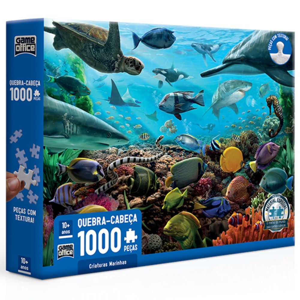 QUEBRA CABEÇA CRIATURAS MARINHAS 1000 PEÇAS TOYSTER PUZZLE MAR COLORIDO PEIXES ANIMAL OCEANO TUBARÃO em Oferta na Shopee
