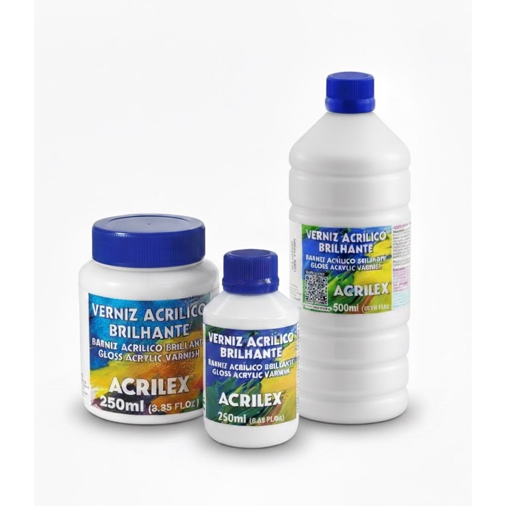 Verniz Acrílico Brilhante Acrilex - Escolha o Tamanho: 100ml ou 250ml ou 500ml em Oferta na Shopee