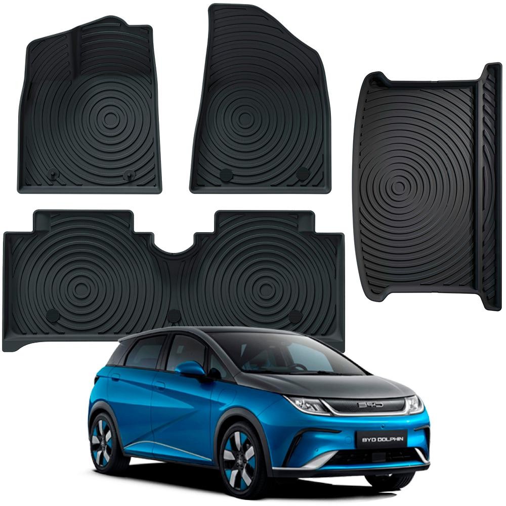 Conjunto Jogo Tapete Automotivo Bandeja em Borracha Para Carro BYD Dolphin Cabine Porta Malas Ekap em Oferta na Shopee