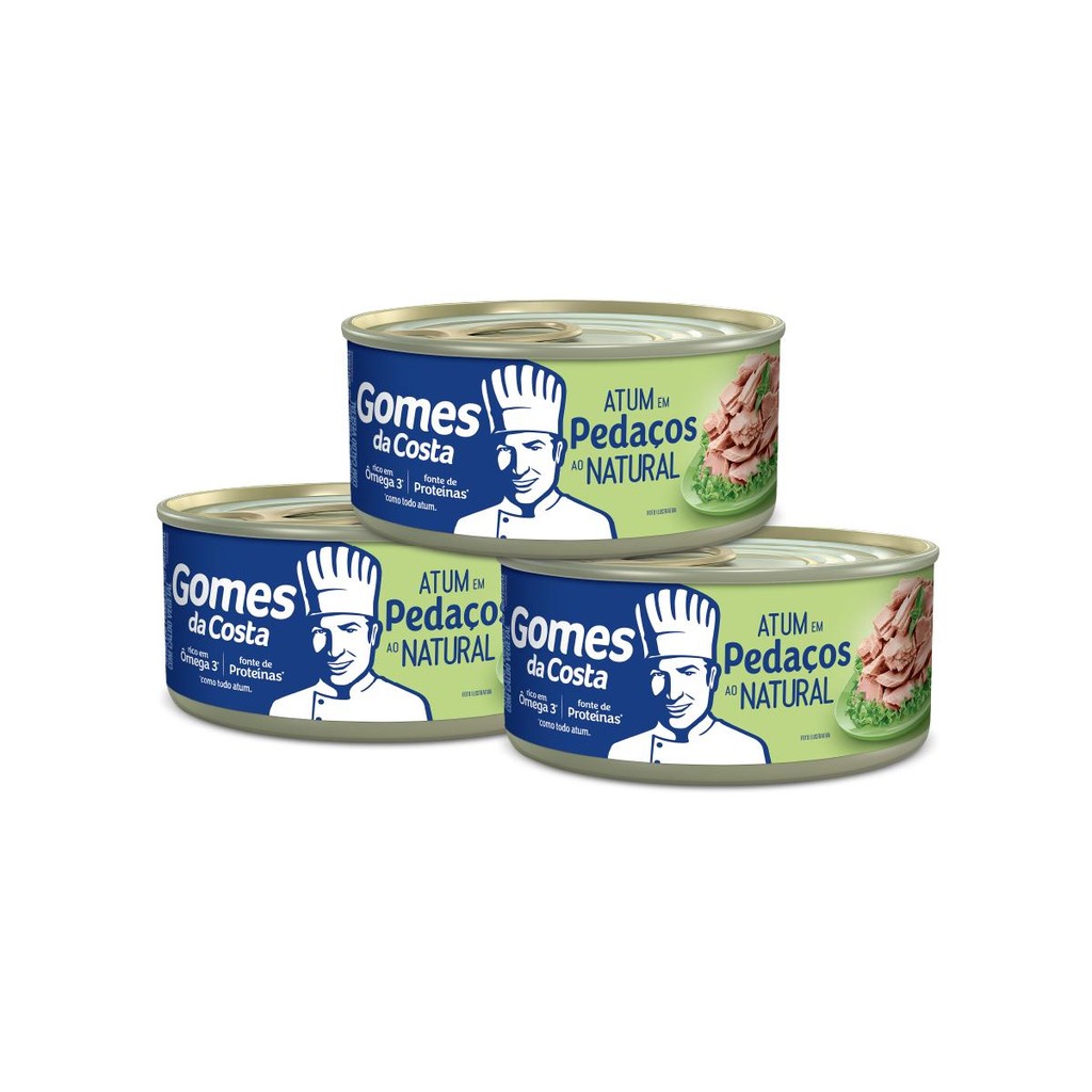 Kit 3 Un - Atum em Pedaços ao Natural - 170g - Gomes da Costa