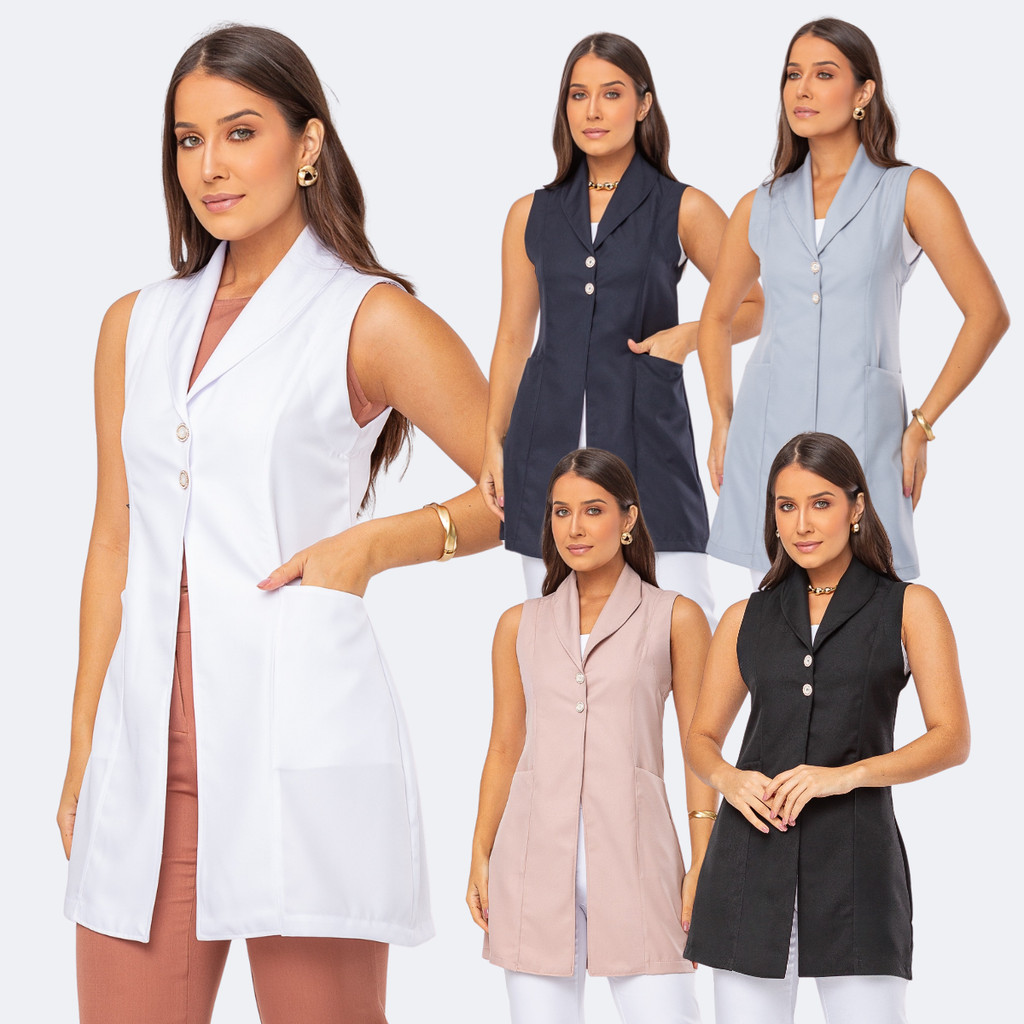 Jaleco Regata Alfaiataria Com Gola Xale Xal em Oferta na Shopee