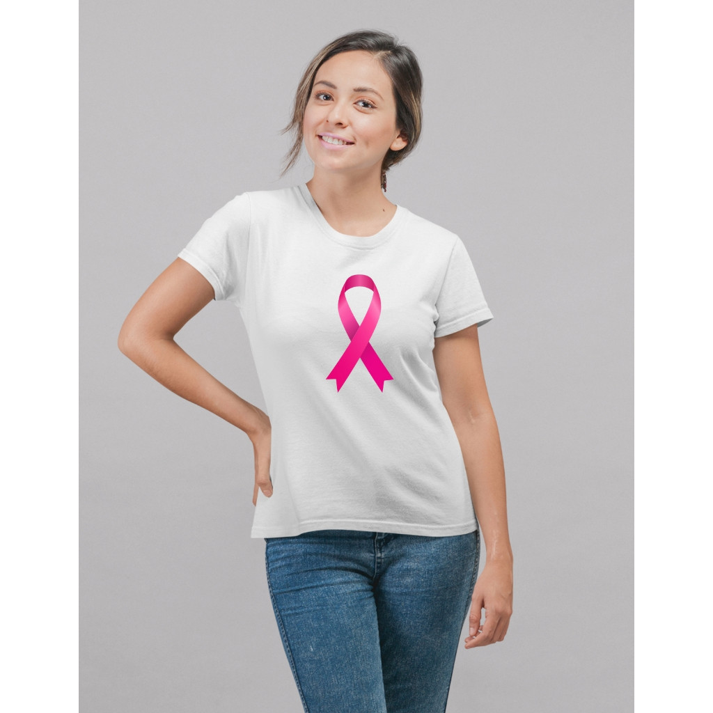 Roupa Camiseta Outubro Rosa Feminina Laço Rosa Luta Contra o Câncer