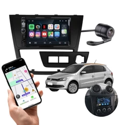 Central Multimídia + Moldura Vw Gol G5 Preta + Câmera Ré