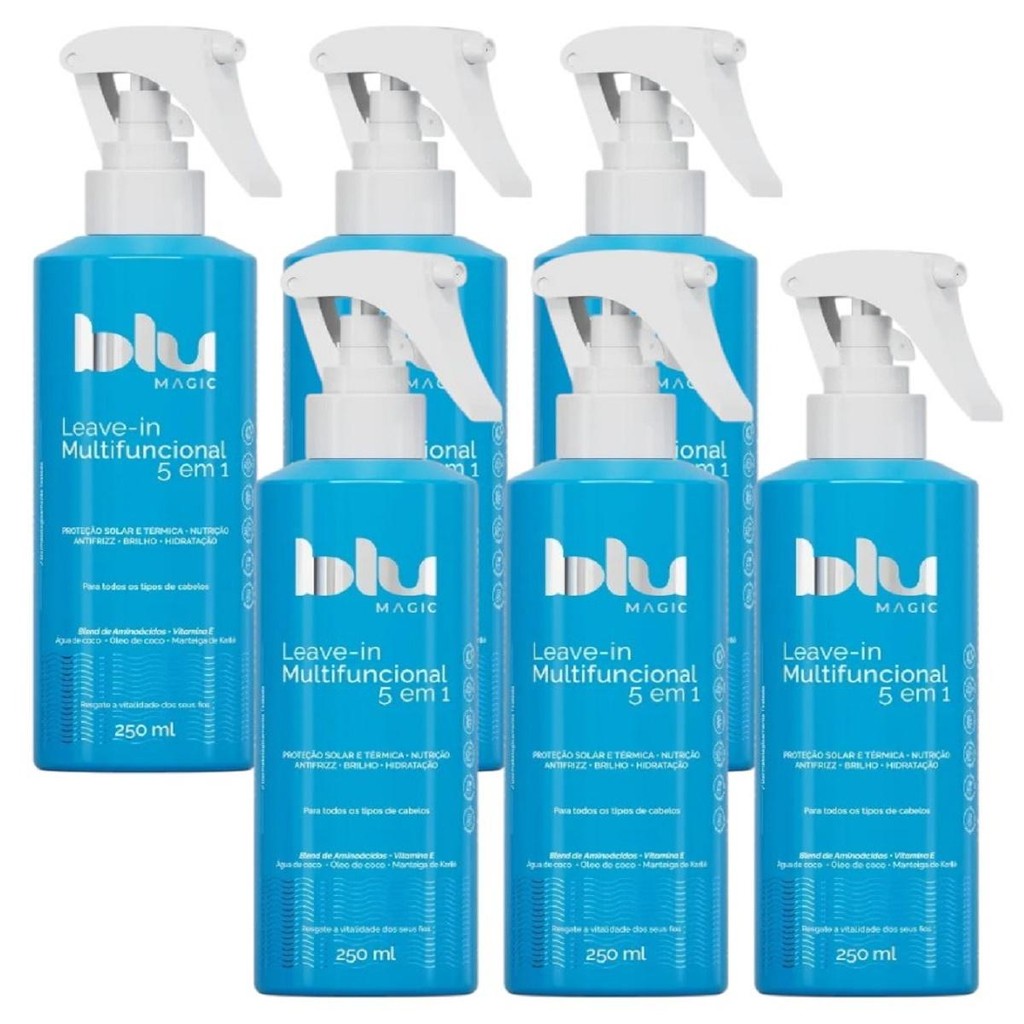 6Un Blu Magic Leave-in Multifuncional 5 Em 1 De 250ml Cada