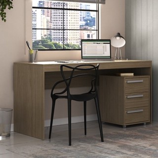 Escrivaninha Mesa Escritório 150cm com Gaveteiro 3 Gavetas com Rodízio Avelã Tx em Oferta na Shopee
