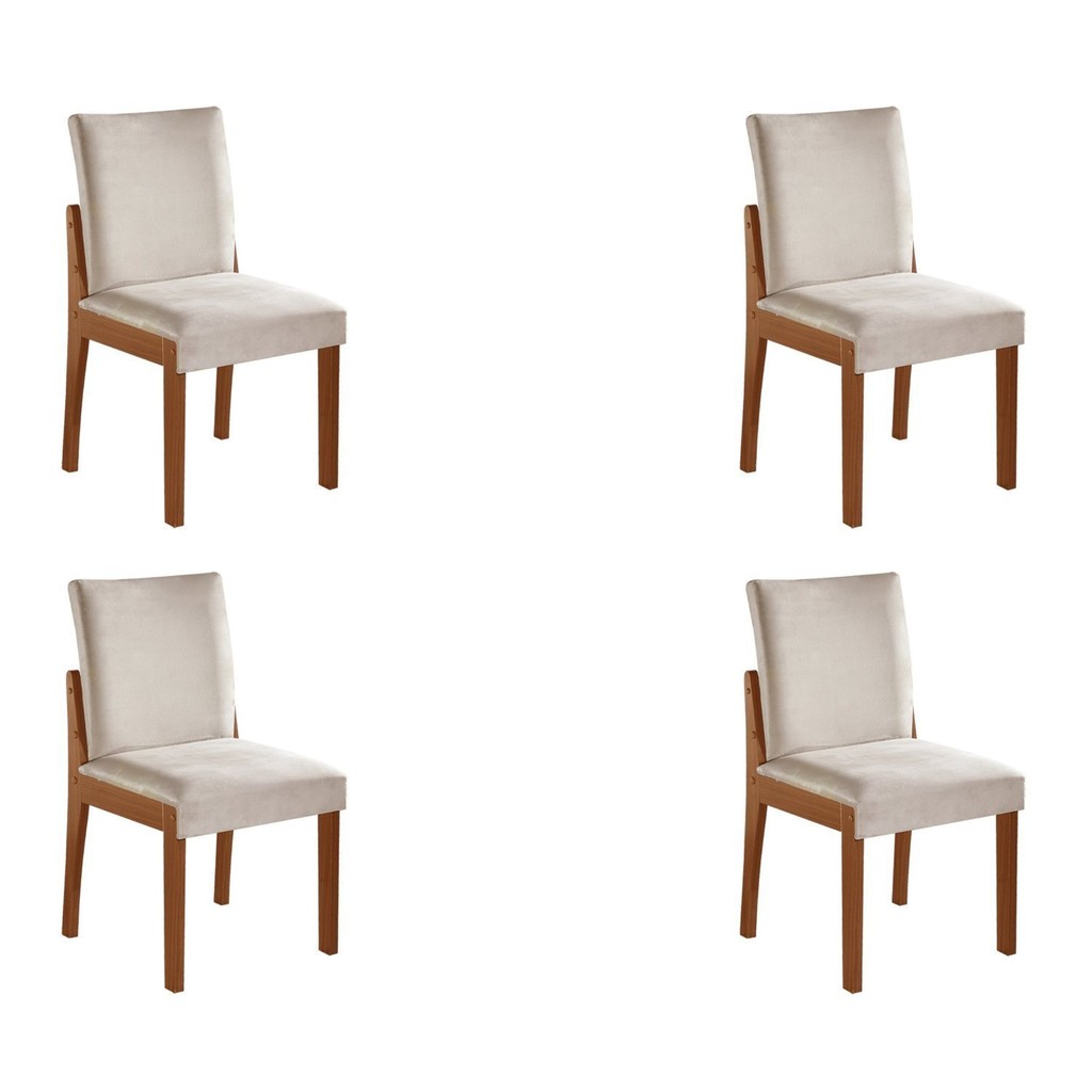 Conjunto 4 Cadeiras de Jantar Mônaco Yescasa Castanho/Bege