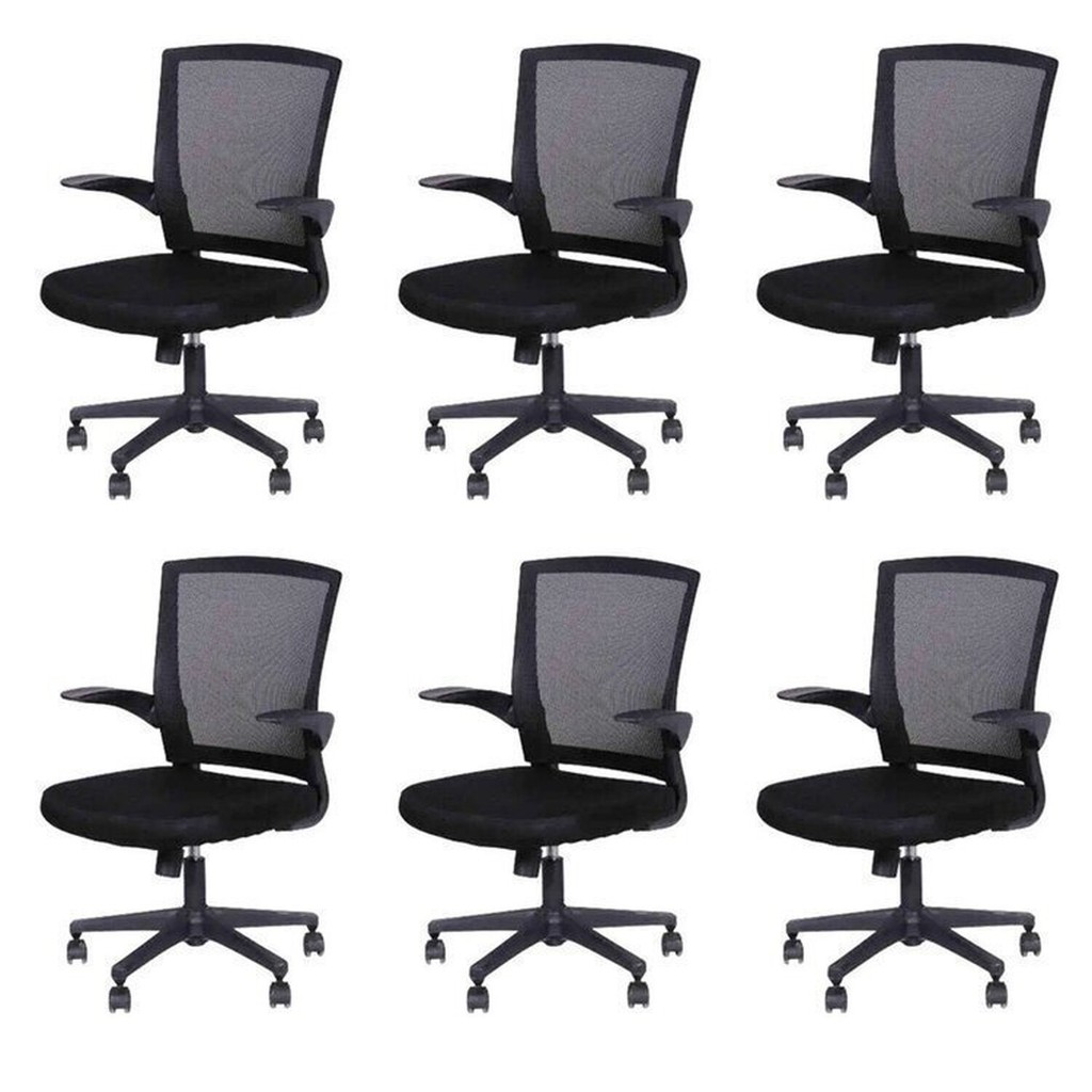 Kit 6 Cadeiras Escritorio Diretor Giratoria Tela Mesh Milão 3314 Cadeira Diretor