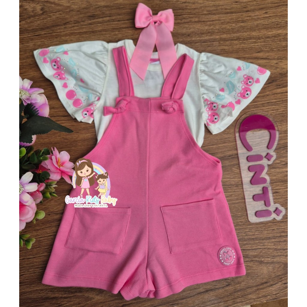 Conjunto Blusa e Jardineira Cintti 2 a 12 anos em Oferta na Shopee