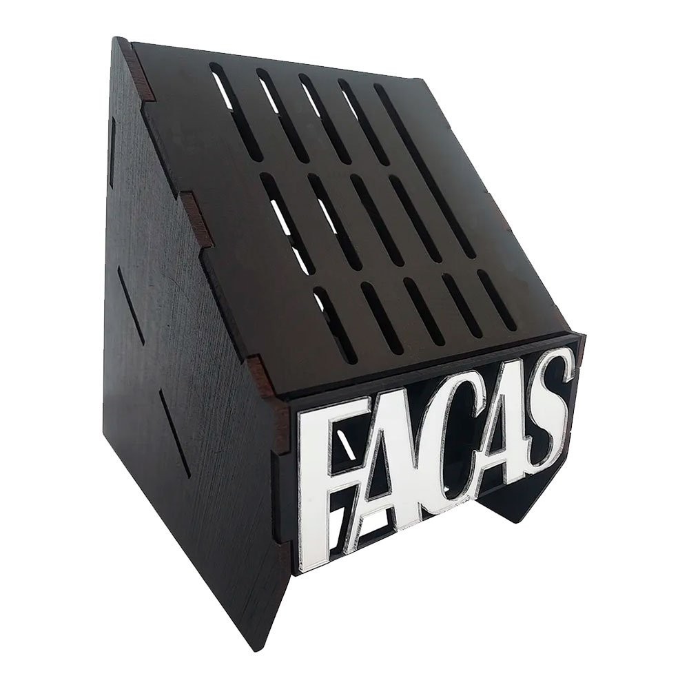 Porta Facas Faqueiro Organizador de Cozinha Gourmet BBQ Decor Silver