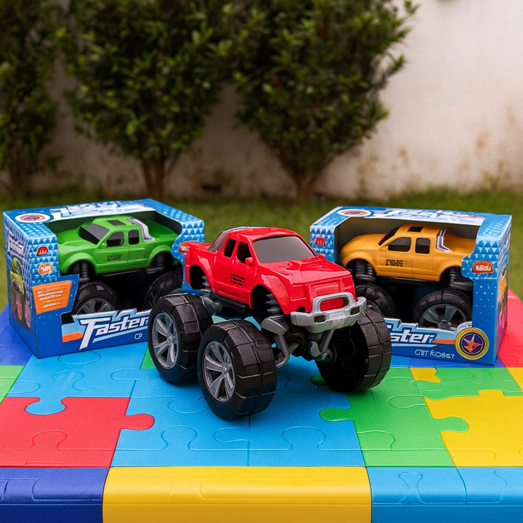 Monster Truck Faster Picape Off Road Carro Pneu Gigante Pickup Detalhado - Usual Brinquedos