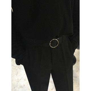 T na moda estilo minimalista grande anel cinto masculino único versão coreana fivela redonda cinto ins masculino calças 