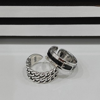Ins estilo legal High-End Metal Semi-aberto anel masculino feminino tamanho ajustável anel Retro Design de camada dupla