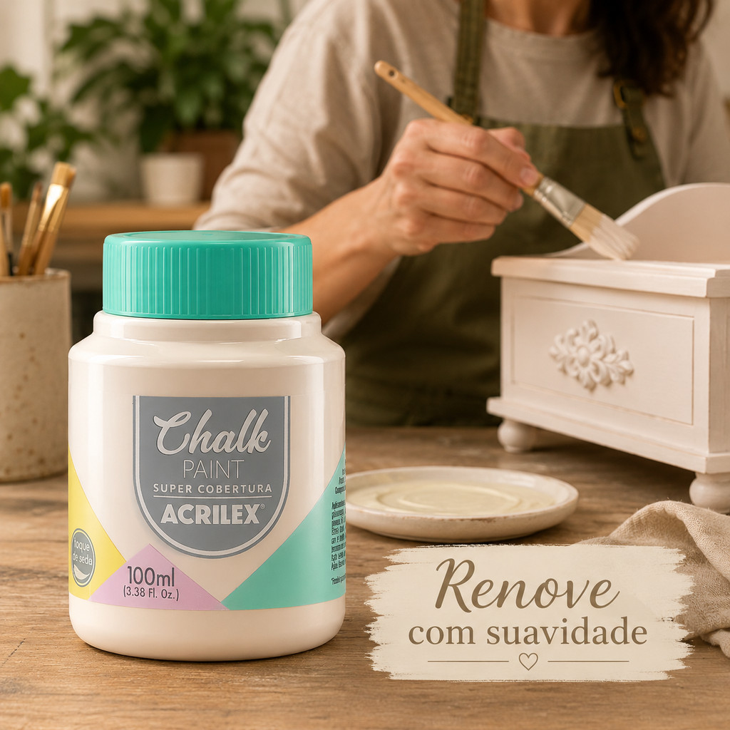 Tinta Chalk Paint Acrilex Areia Rosada 859 100ml Super Cobertura Artesanato · foto 2
