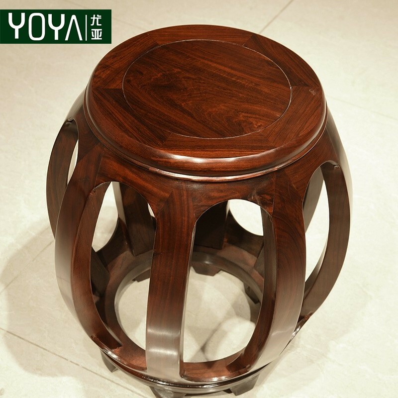 Banqueta de tambor de mogno estilo chinês antigo banco redondo de madeira maciça cais de tambor leste africano jacarandá