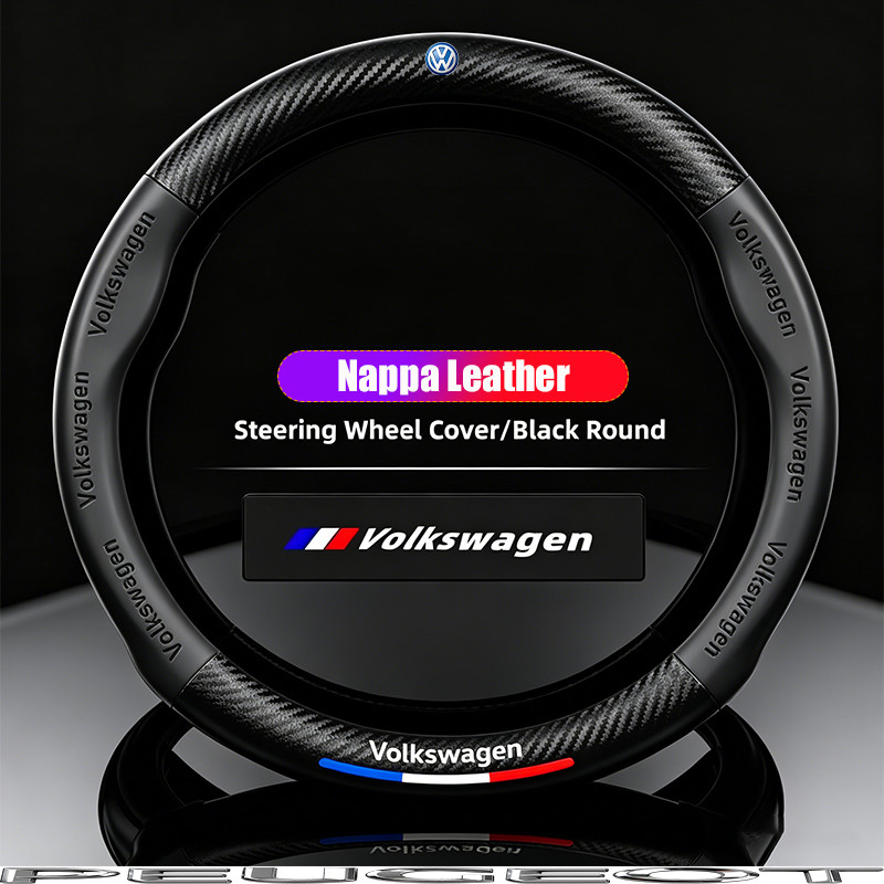Capa De Couro Antiderrapante Para Volante De Carro , VW GTI Polo Golf Passat B6 Tiguan Arteon Touareg T-ROC Scirocco CC
