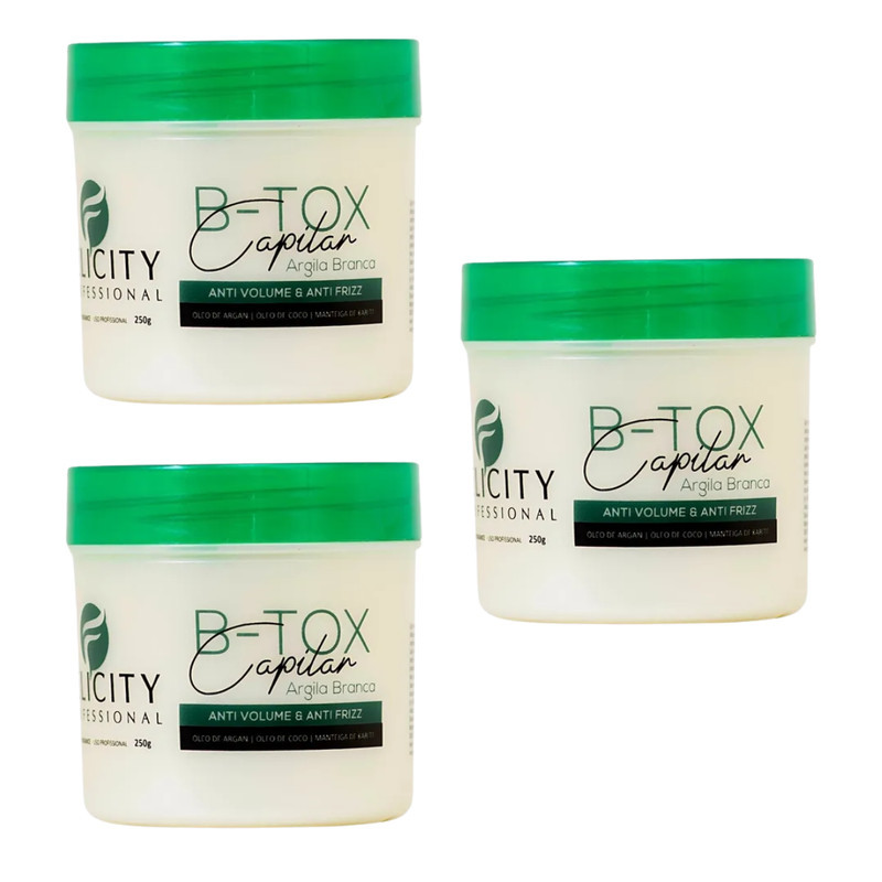 Kit Com 3 Botox Organico Da Felicity 250g Promove Os Fios