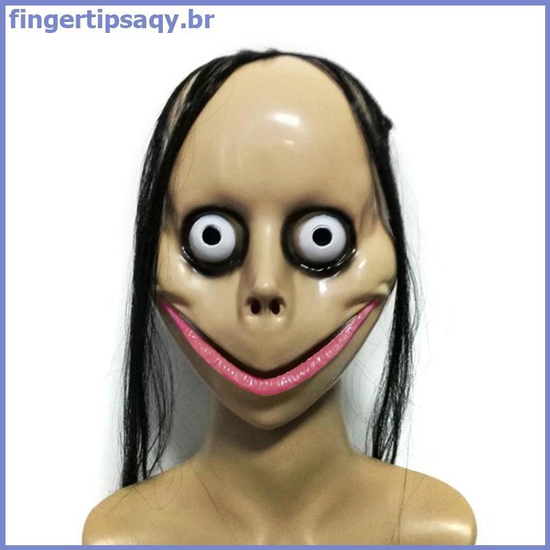FINGE Novo Halloween Horror Com Máscara De Cabelo Longo Engraçada Boca Em Forma De V Feminino Fantasma Roleplay MoMo Mas