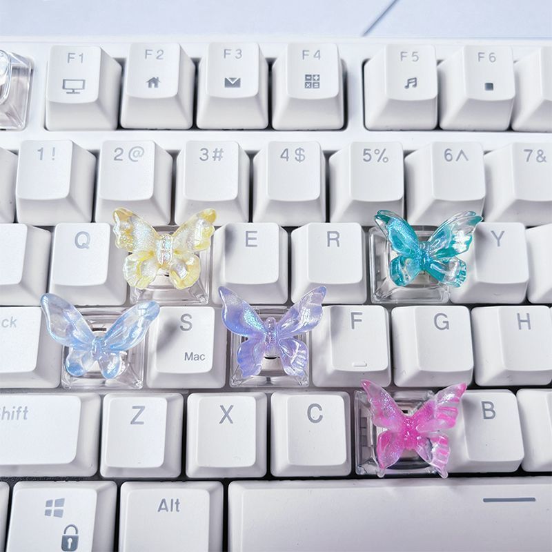 Aurora Borboleta Personalidade Keycap 3D Translúcido Cruz Teclado Mecânico Transparente Colorido Esc Chave Decoração Key