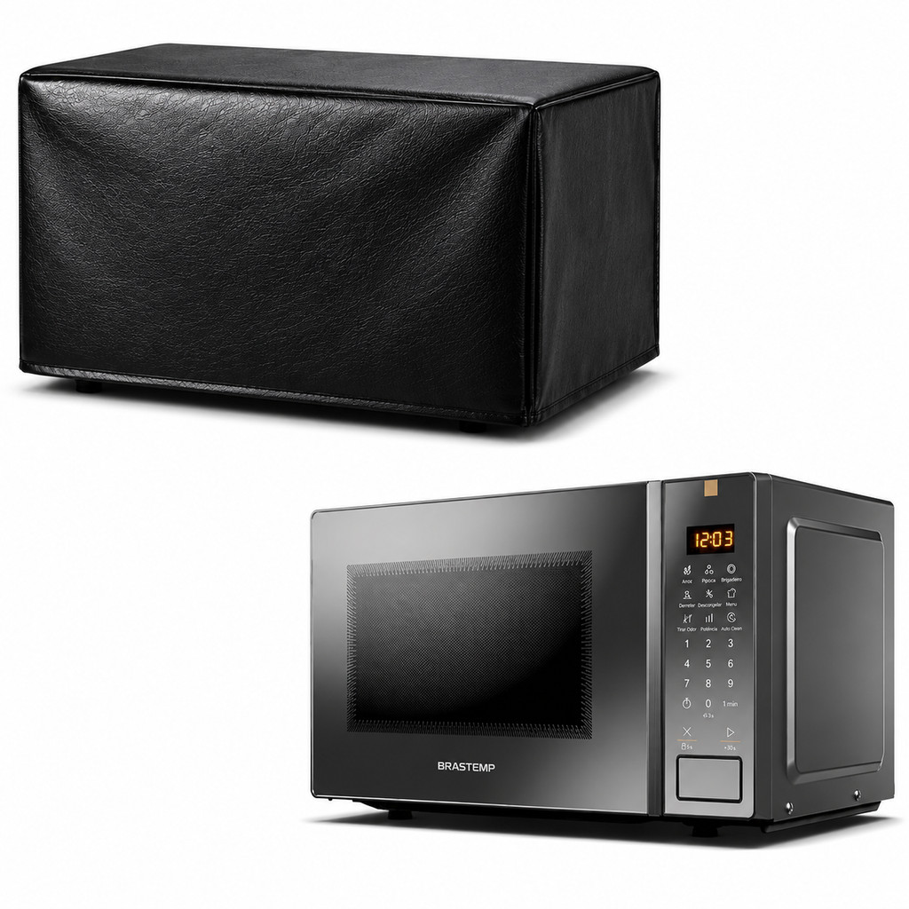 Capa Para Micro-ondas Brastemp 23L BMS23AR Corino Preto Luxo